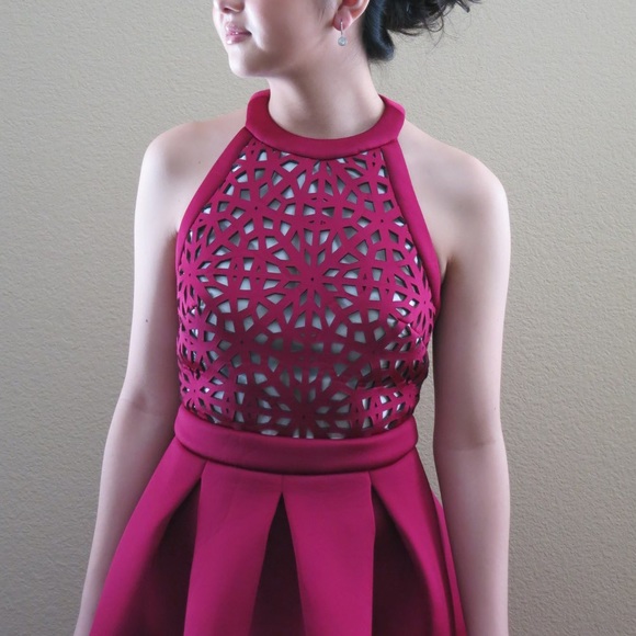 ASOS Red Scuba Halter Top Midi Dress - Picture 3 of 4